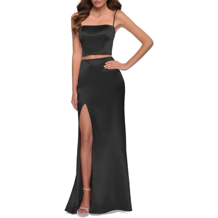 La FEMME TWO PIECE SATIN TWO PIECE GOWN NWT IN STORES RET. $388