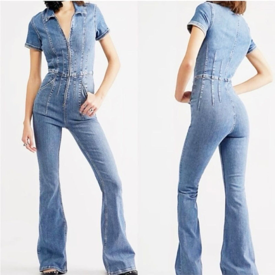 FREE PEOPLE JAYDE DENIM JUMPSUIT NWT IN STORES $158