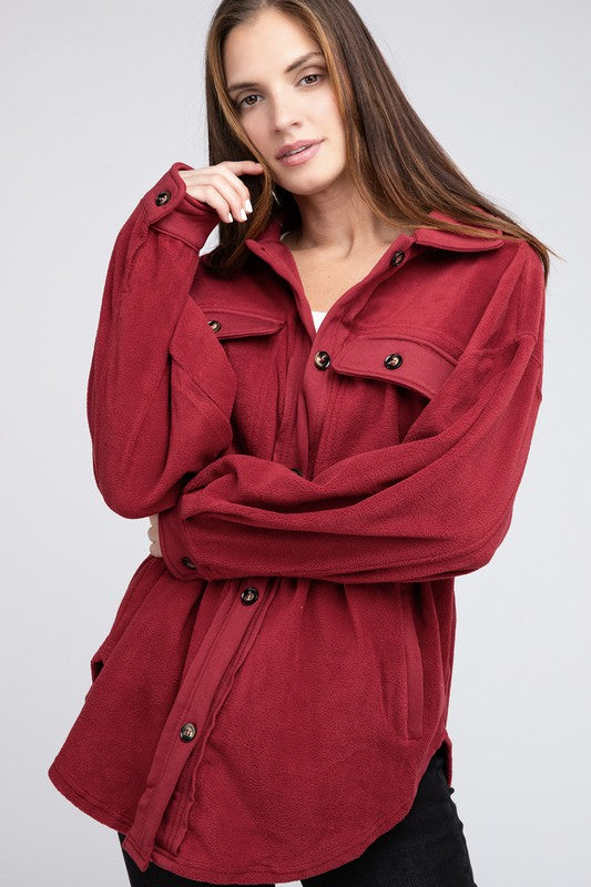 Bibi Fleece Buttoned Down Oversized Shacket