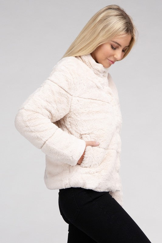 Ambiance Fluffy Zip-Up Jacket