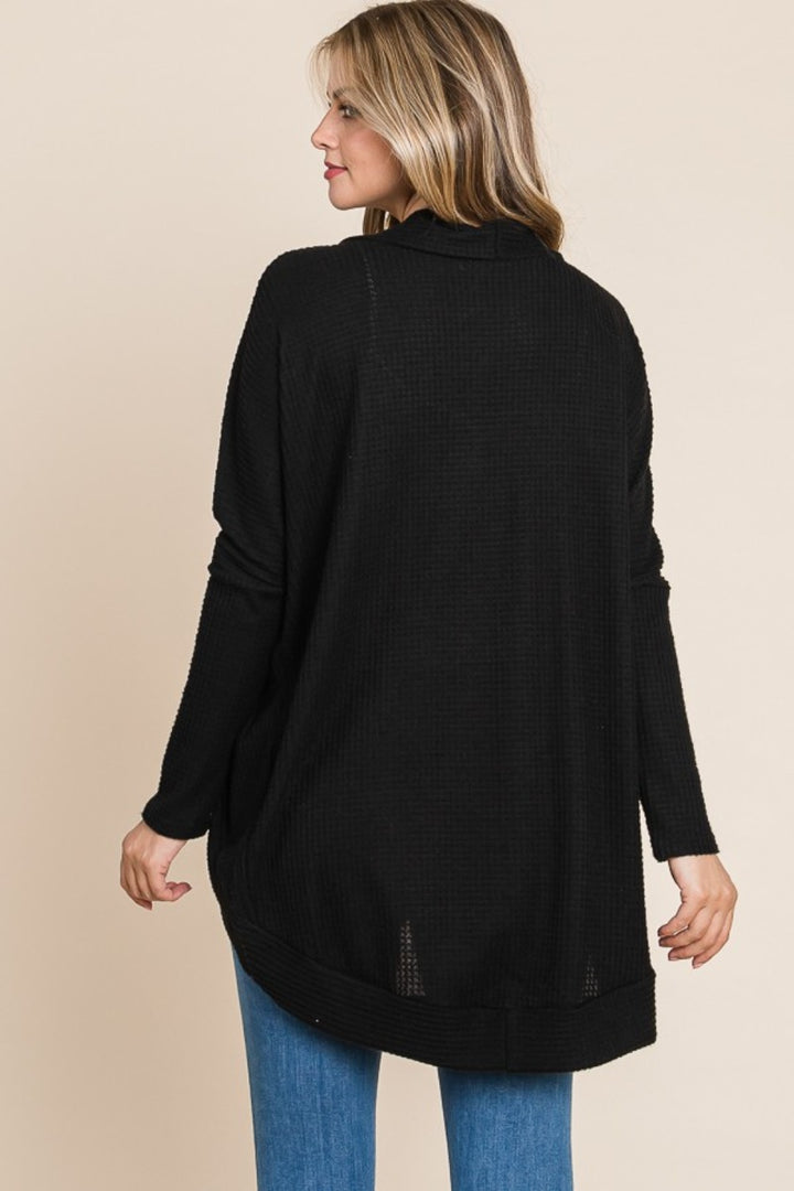 BOMBOM Open Front Waffle Knit Cocoon Cardigan - Boho Soho