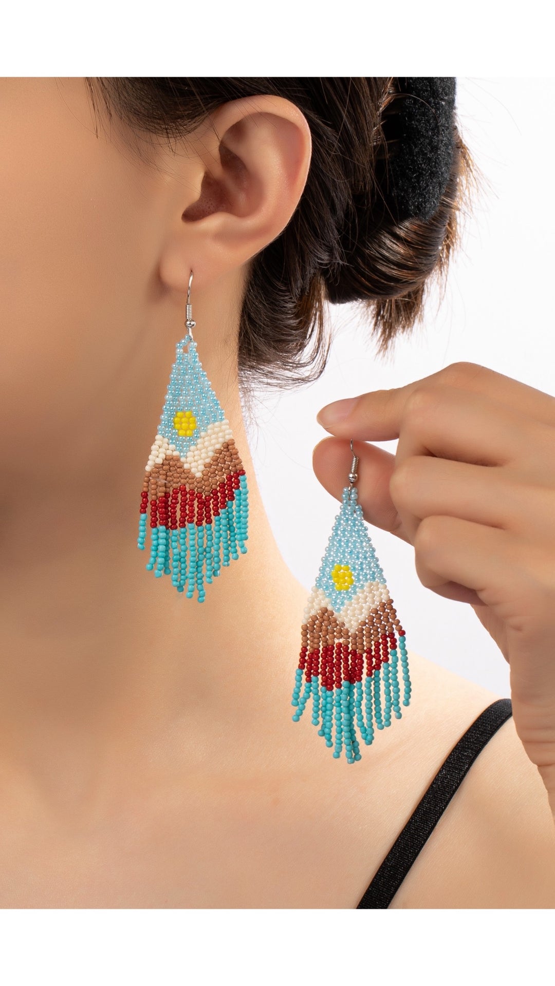 Sun Over Mountain Bead Dangle Earrings - Boho Soho