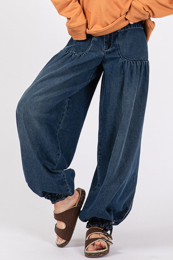 SAGE + FIG Mid-Rise Cargo Convertible Flare or Cinched Jeans