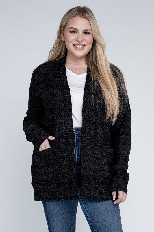 Ambiance Plus Solid Open Front Cardigan