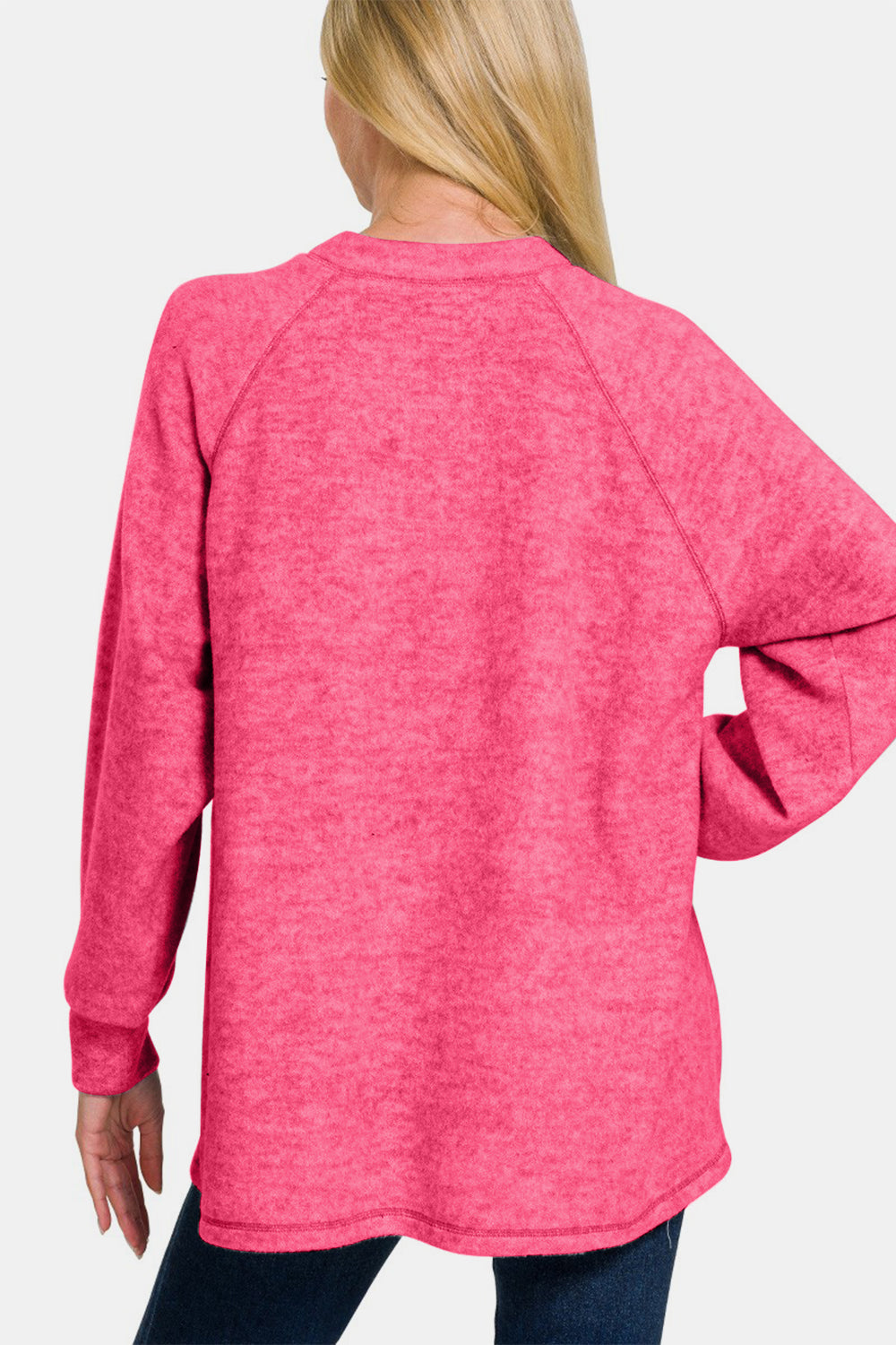 Zenana Brushed Melange Hacci High-Low Sweater