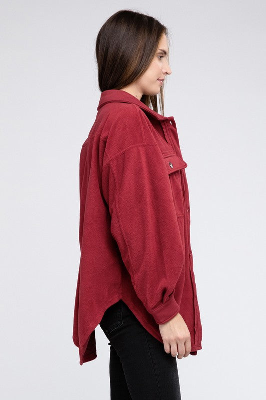 Bibi Fleece Buttoned Down Oversized Shacket