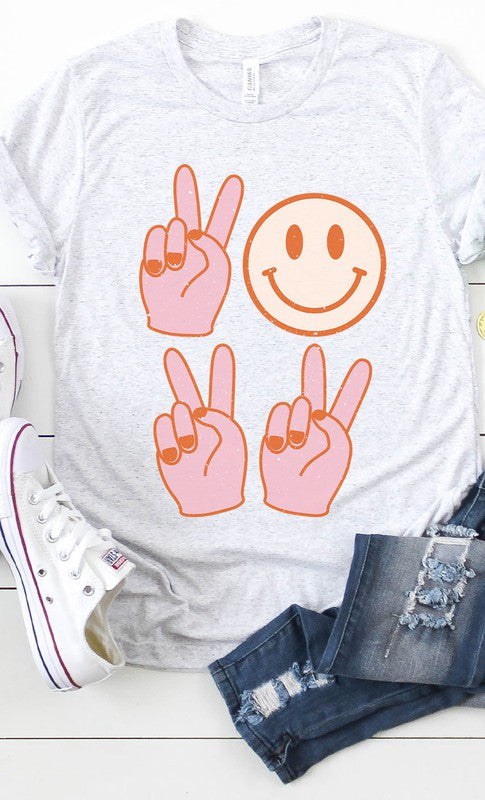 Retro Peace Smiley Face Graphic Tee