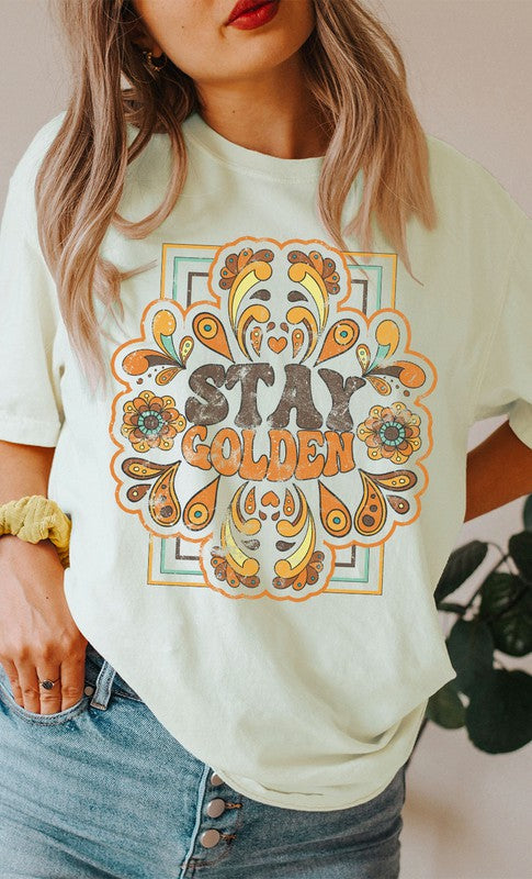 Retro Stay Golden Oversized Graphic Tee