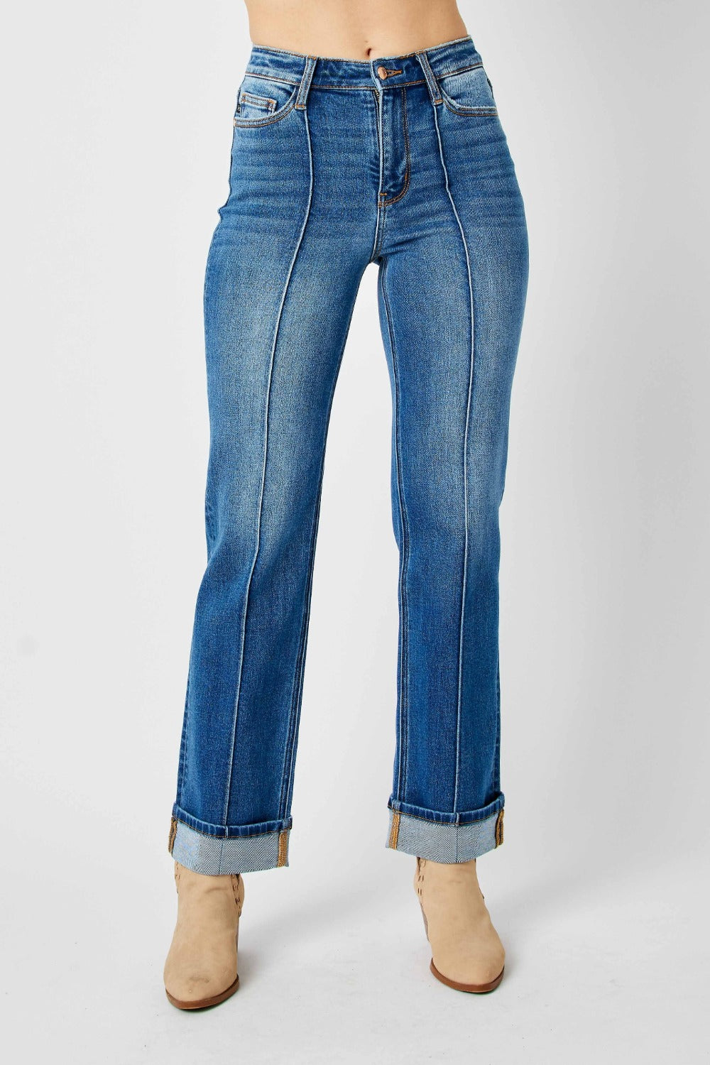 Judy Blue High Waist Front Seam Detail Straight Jeans