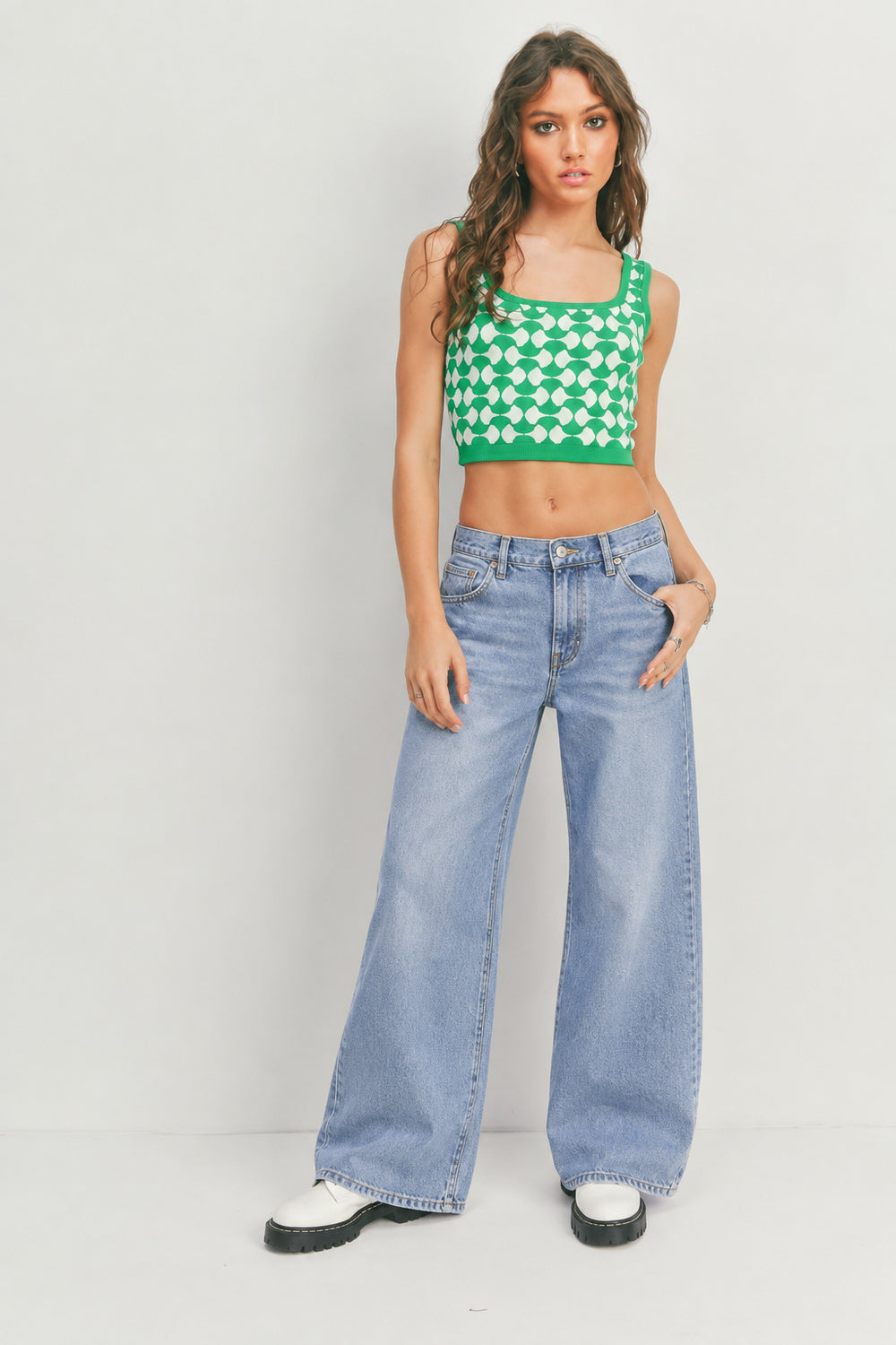 Geometric Check Knit Sweater Tank - Boho Soho
