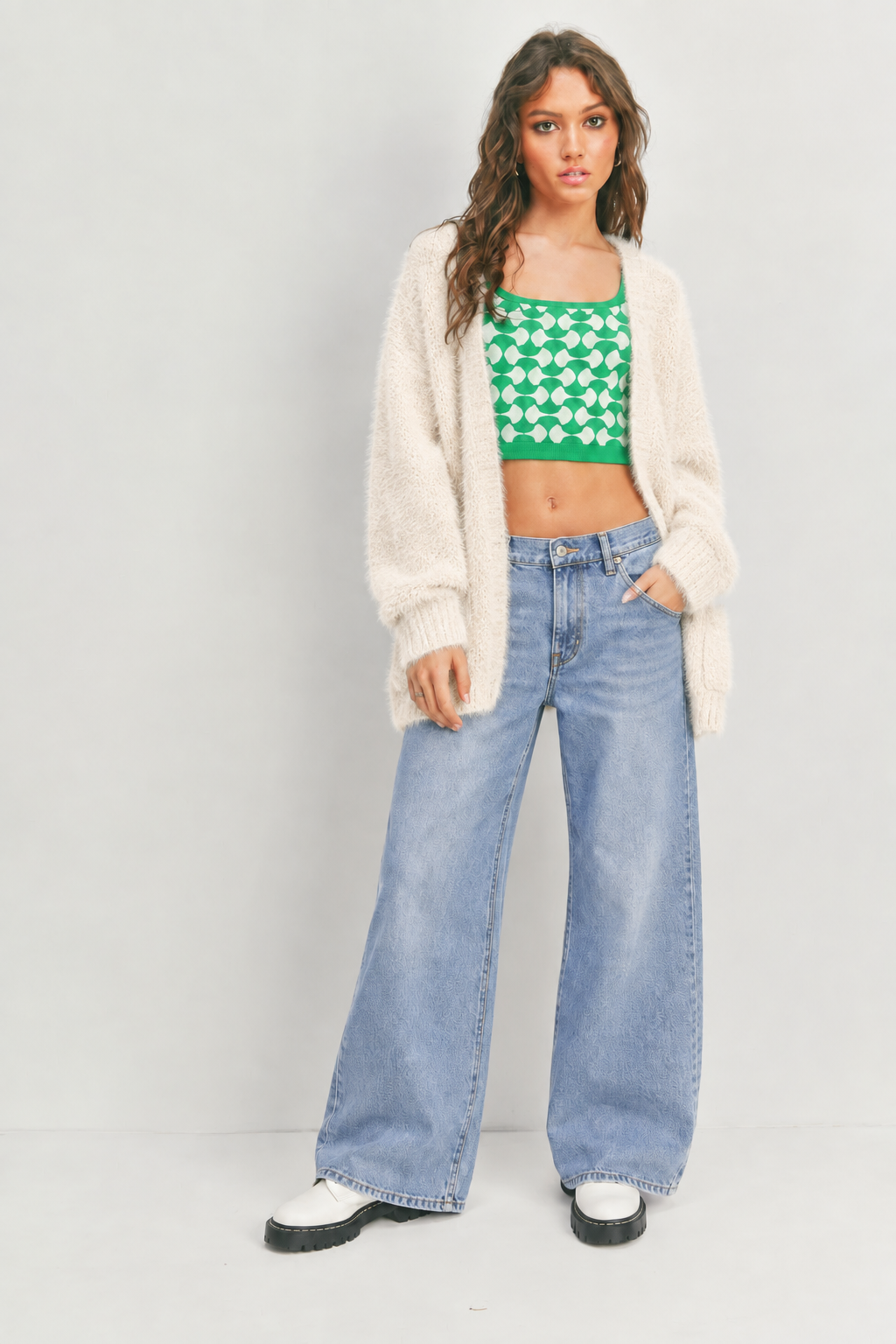 Geometric Check Knit Sweater Tank - Boho Soho