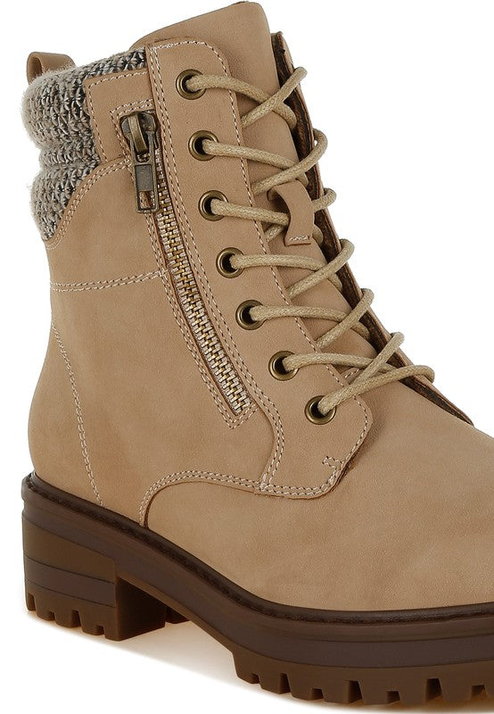 Rag Company Mahisha Knitted Collar Zip-Up Hiker Boots