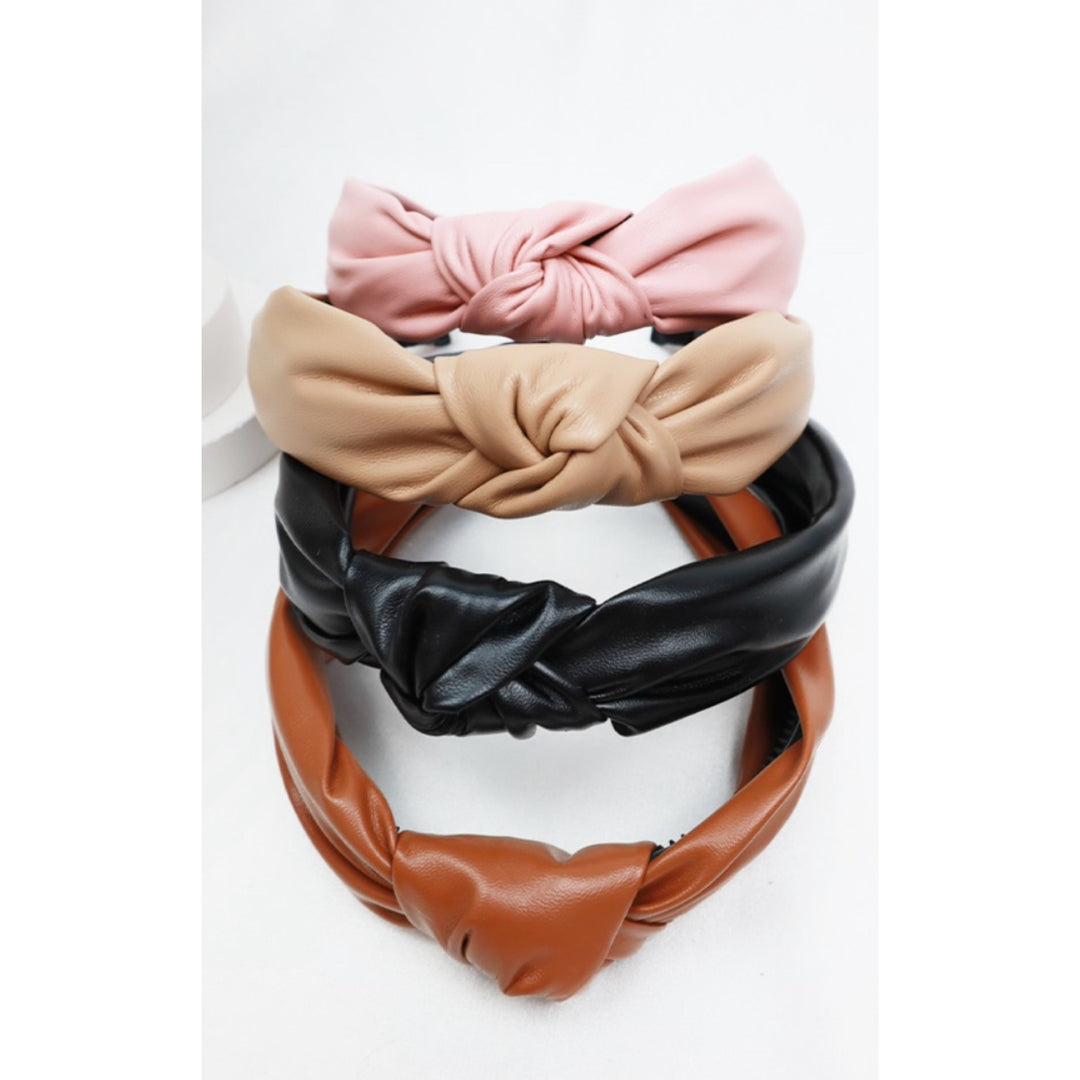 Faux Leather Knotted Top Headband