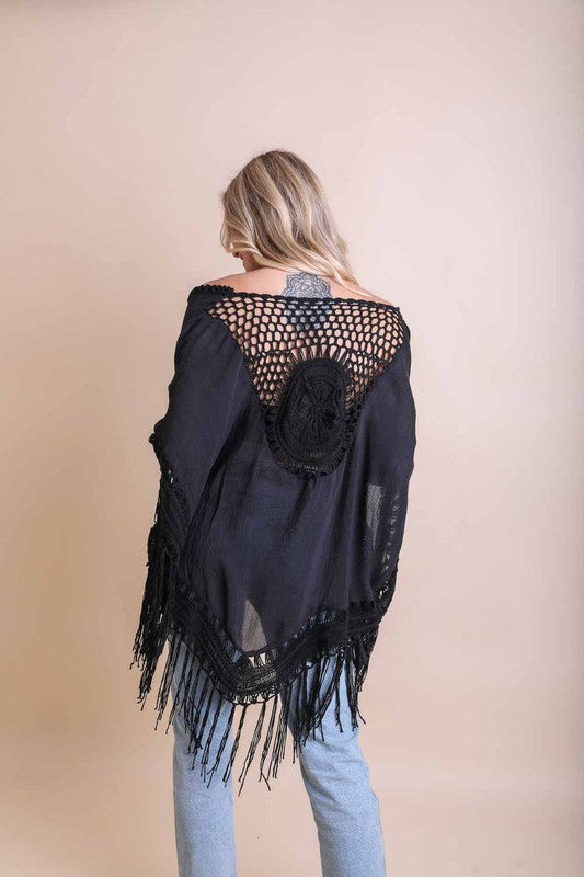 Boho Crochet Medallion Tassel Kimono - Boho Soho