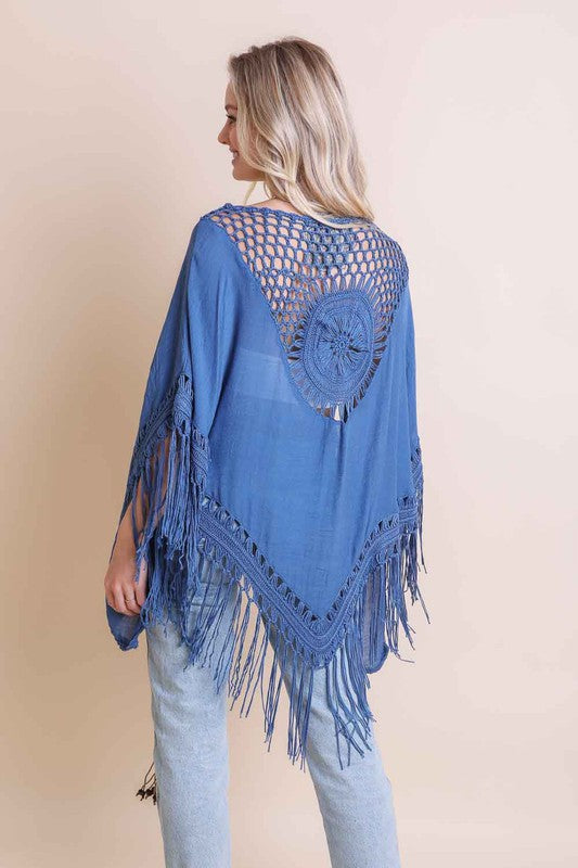 Boho Crochet Medallion Tassel Kimono - Boho Soho