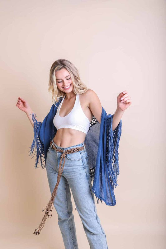 Boho Crochet Medallion Tassel Kimono - Boho Soho