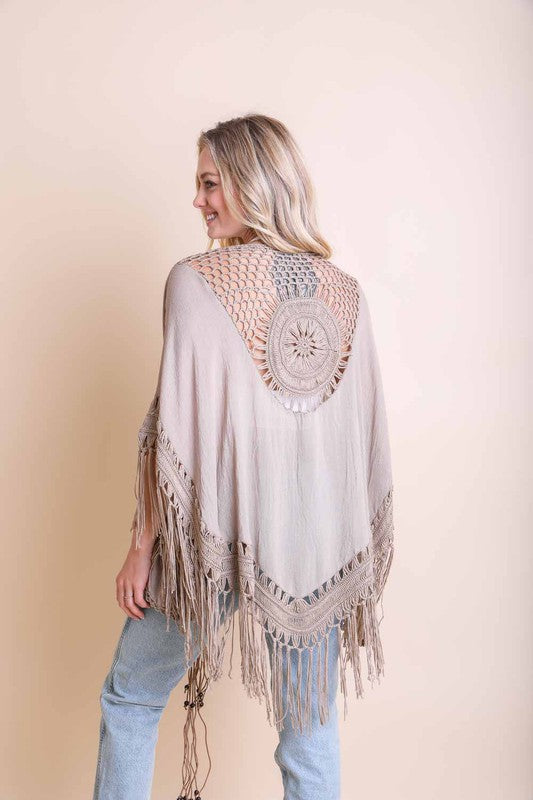 Boho Crochet Medallion Tassel Kimono - Boho Soho