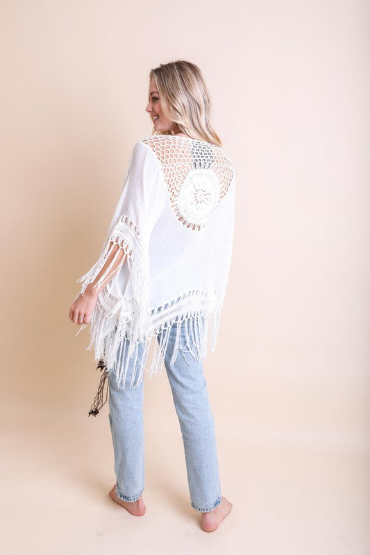 Boho Crochet Medallion Tassel Kimono - Boho Soho