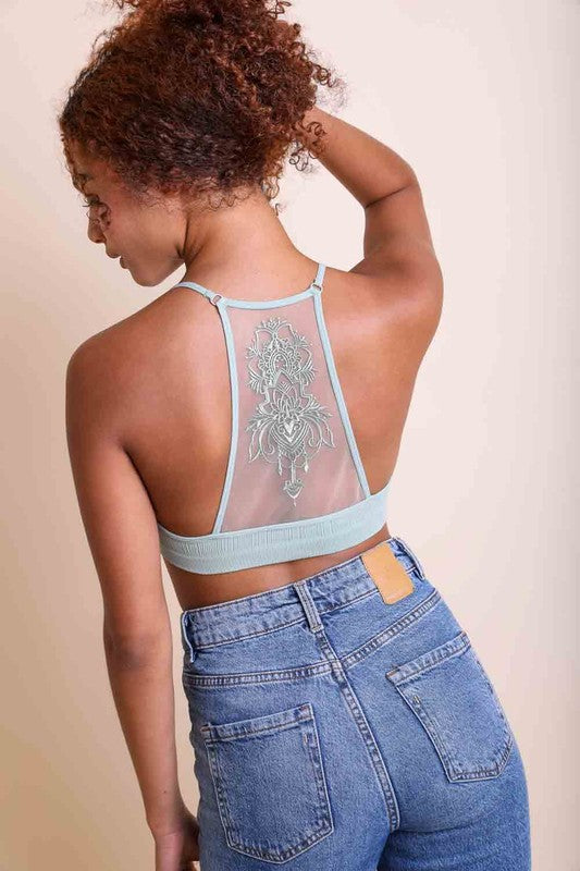 Tattoo Mesh Racerback Bralette - Boho Soho