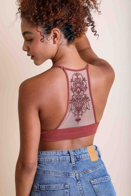 Tattoo Mesh Racerback Bralette - Boho Soho