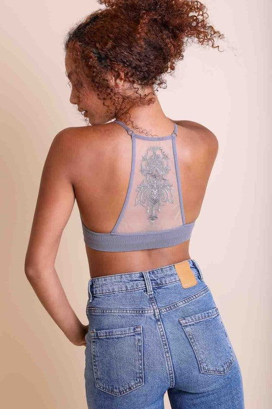 Tattoo Mesh Racerback Bralette - Boho Soho