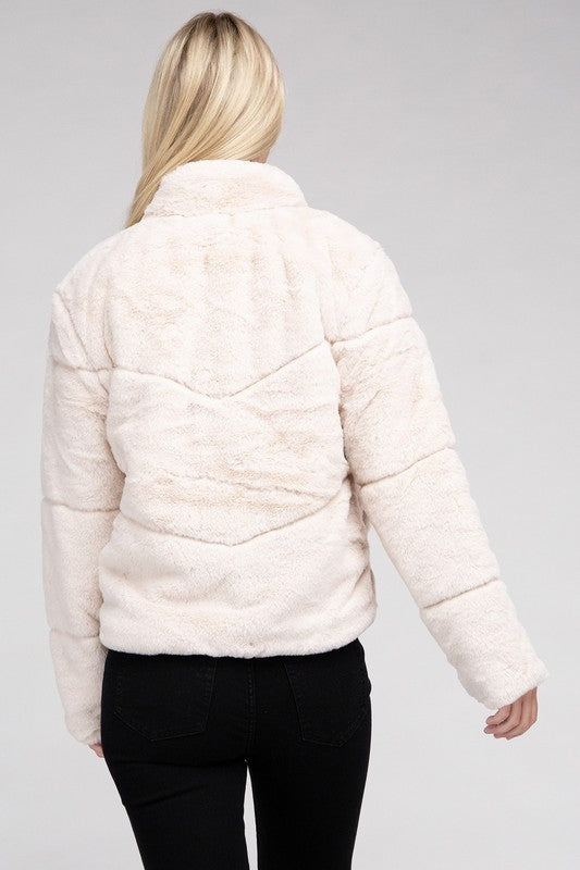 Ambiance Fluffy Zip-Up Jacket