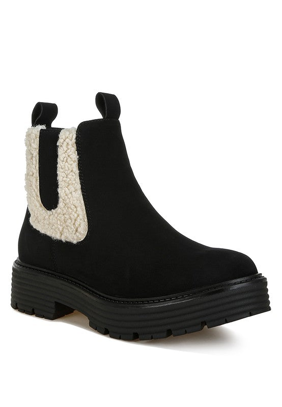 Rag Company Mothman Faux Fur Detail Chunky Ankle Boots