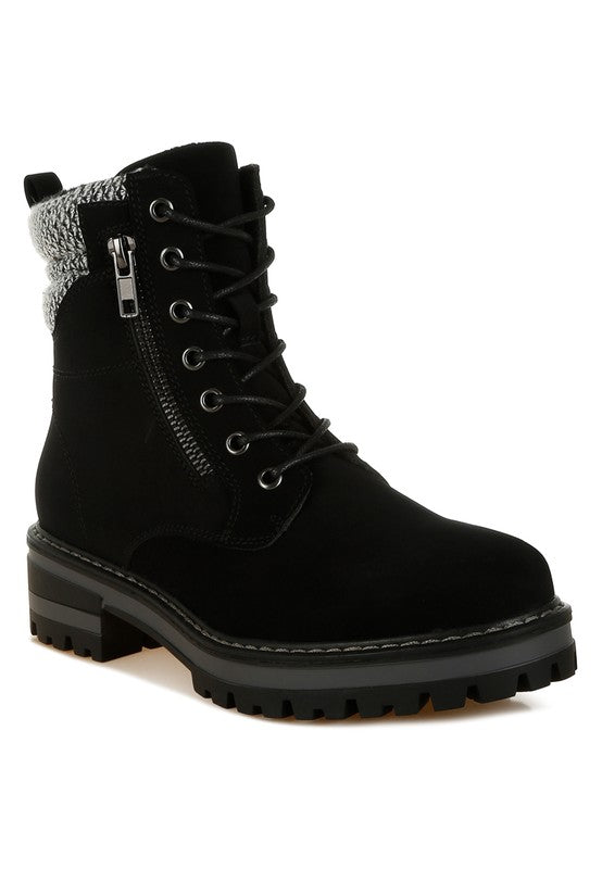 Rag Company Mahisha Knitted Collar Zip-Up Hiker Boots