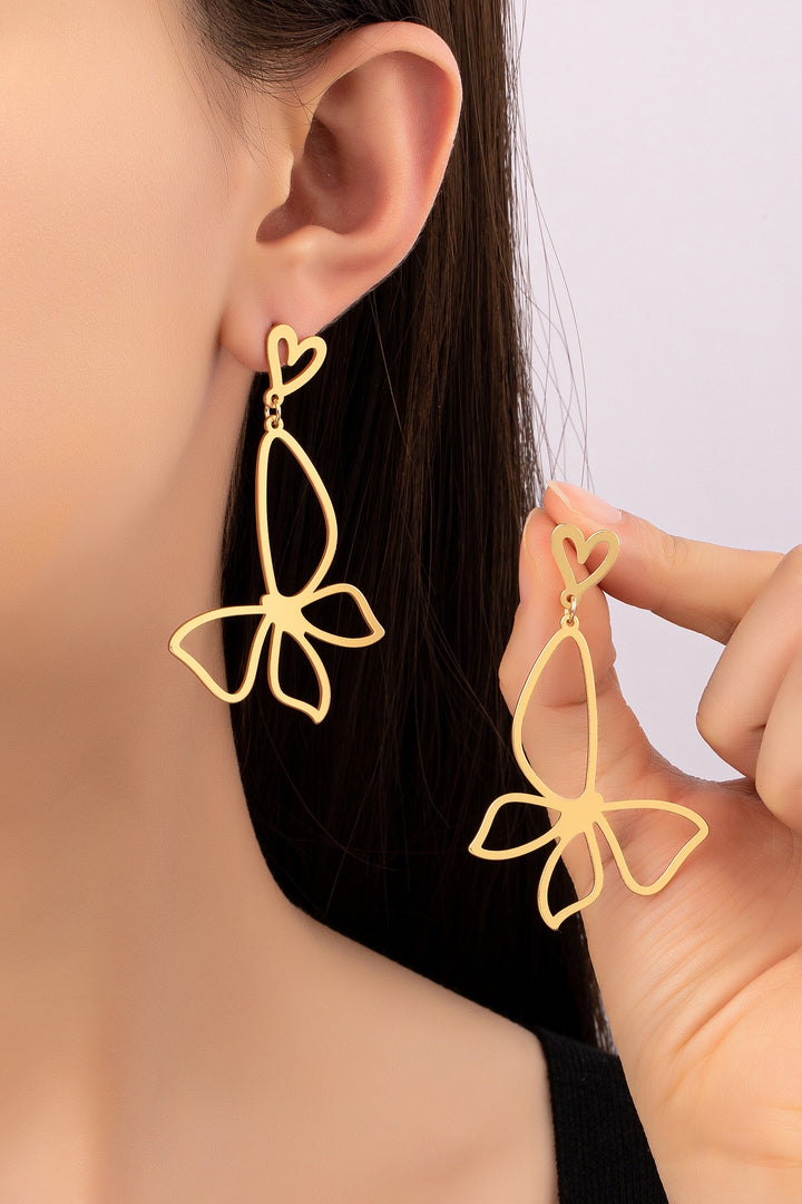 Butterfly Heart Cutout Earrings - Boho Soho