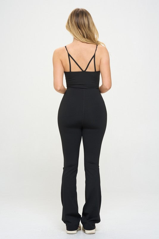 Strappy Back Active Flare Cami Jumpsuit