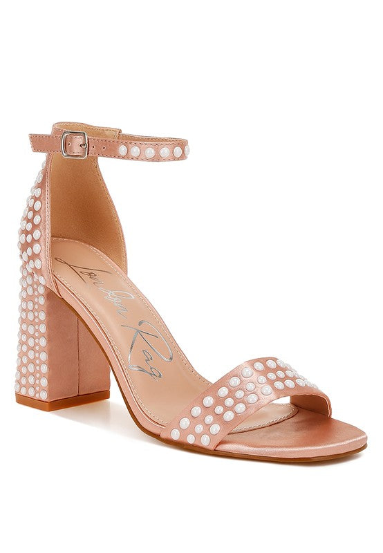 London Rag Klebba Pearls Embellished Satin Sandals