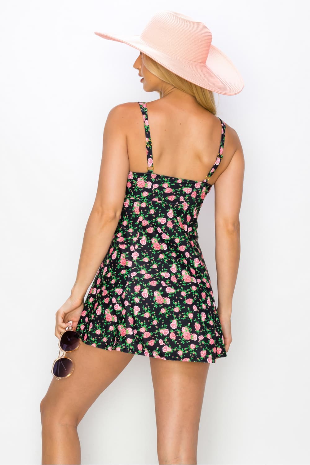 Marina West Clear Waters Swim Dress in Black Roses