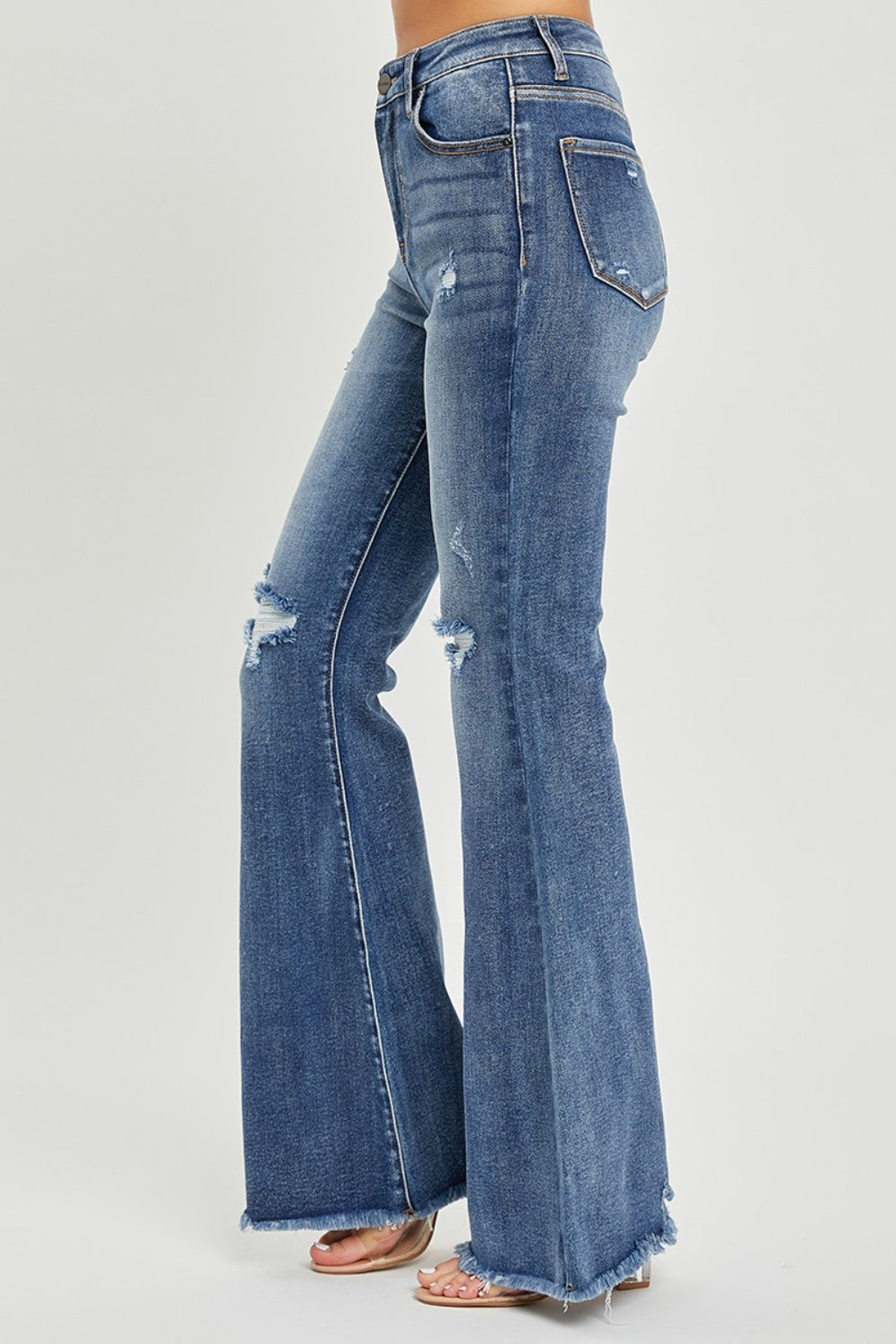 RISEN High Waist Distressed Flare Jeans