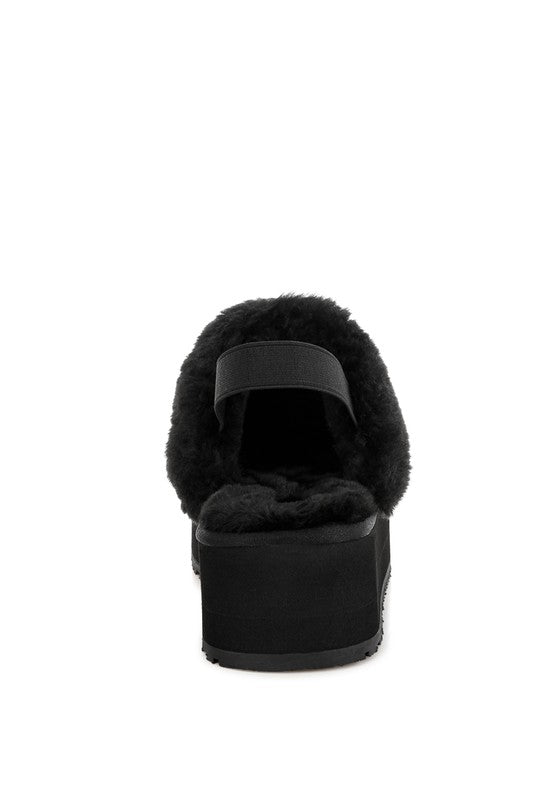 London Rag Kutchu Faux Fur Trim Platform Classic Slingback