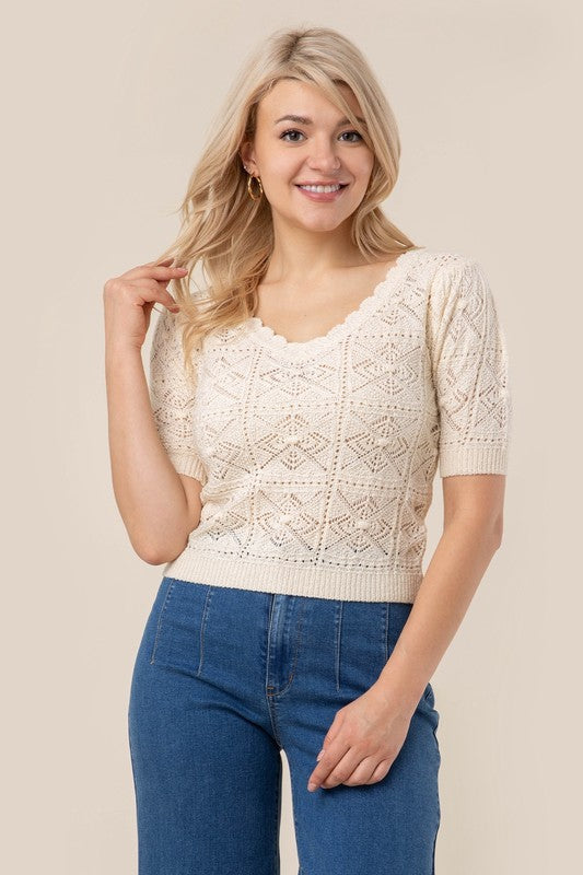 Lilou Cropped Crochet knit top