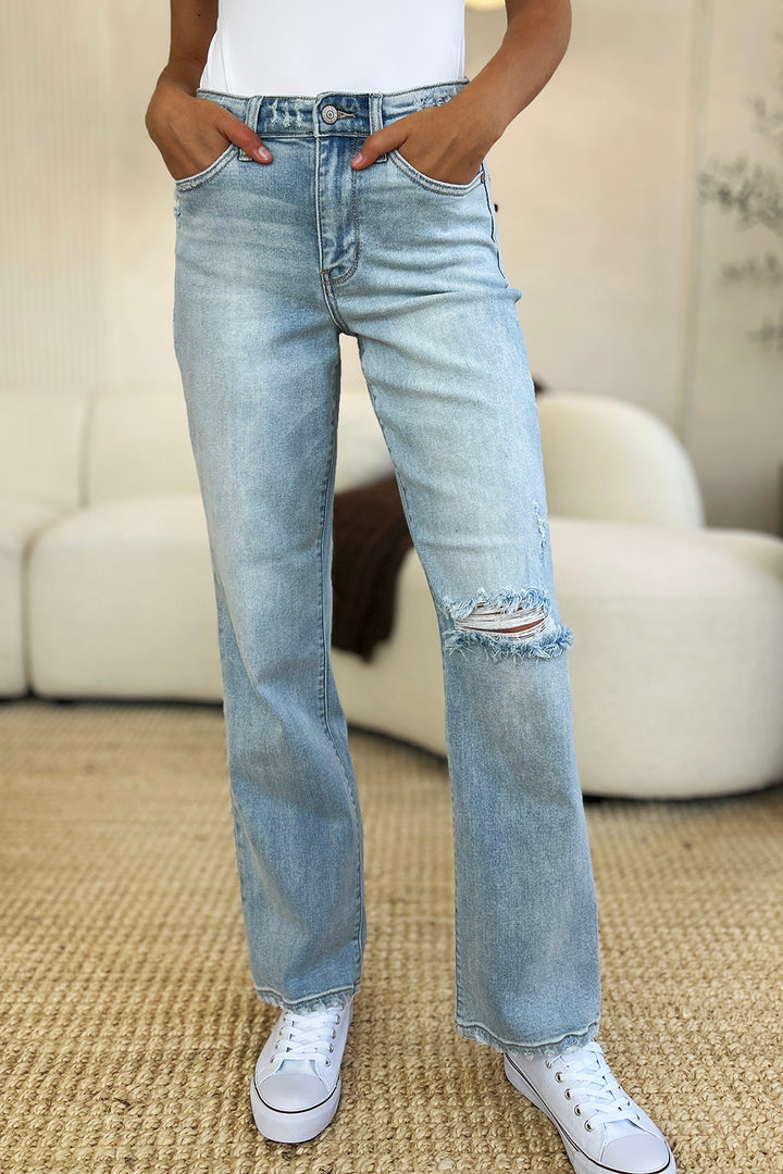 Judy Blue High Waist Distressed Straight Jeans