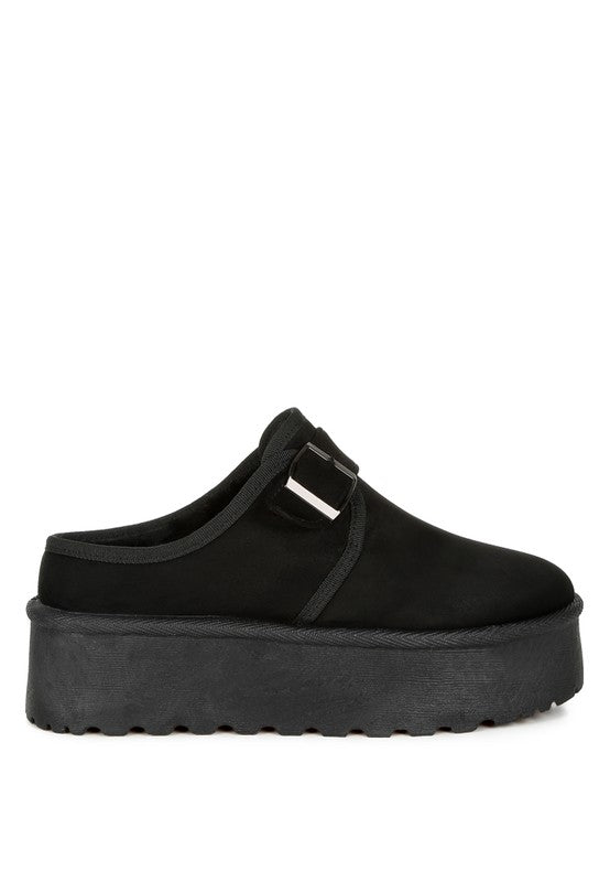 London Rag Mayfield Buckle Strap Fur Platform Classic Slip-On - Boho Soho