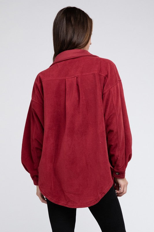 Bibi Fleece Buttoned Down Oversized Shacket