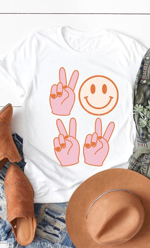 Retro Peace Smiley Face Graphic Tee