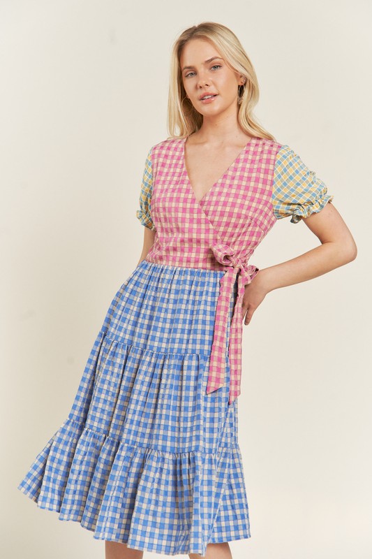 Jade by Jane COLORBLOCK GINGHAM DRESS Plus Size