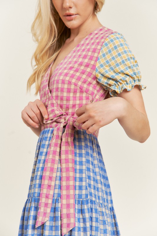 Jade by Jane COLORBLOCK GINGHAM DRESS