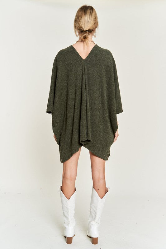 Jade by Jane VNECK Contrast Stitch PONCHO TOP