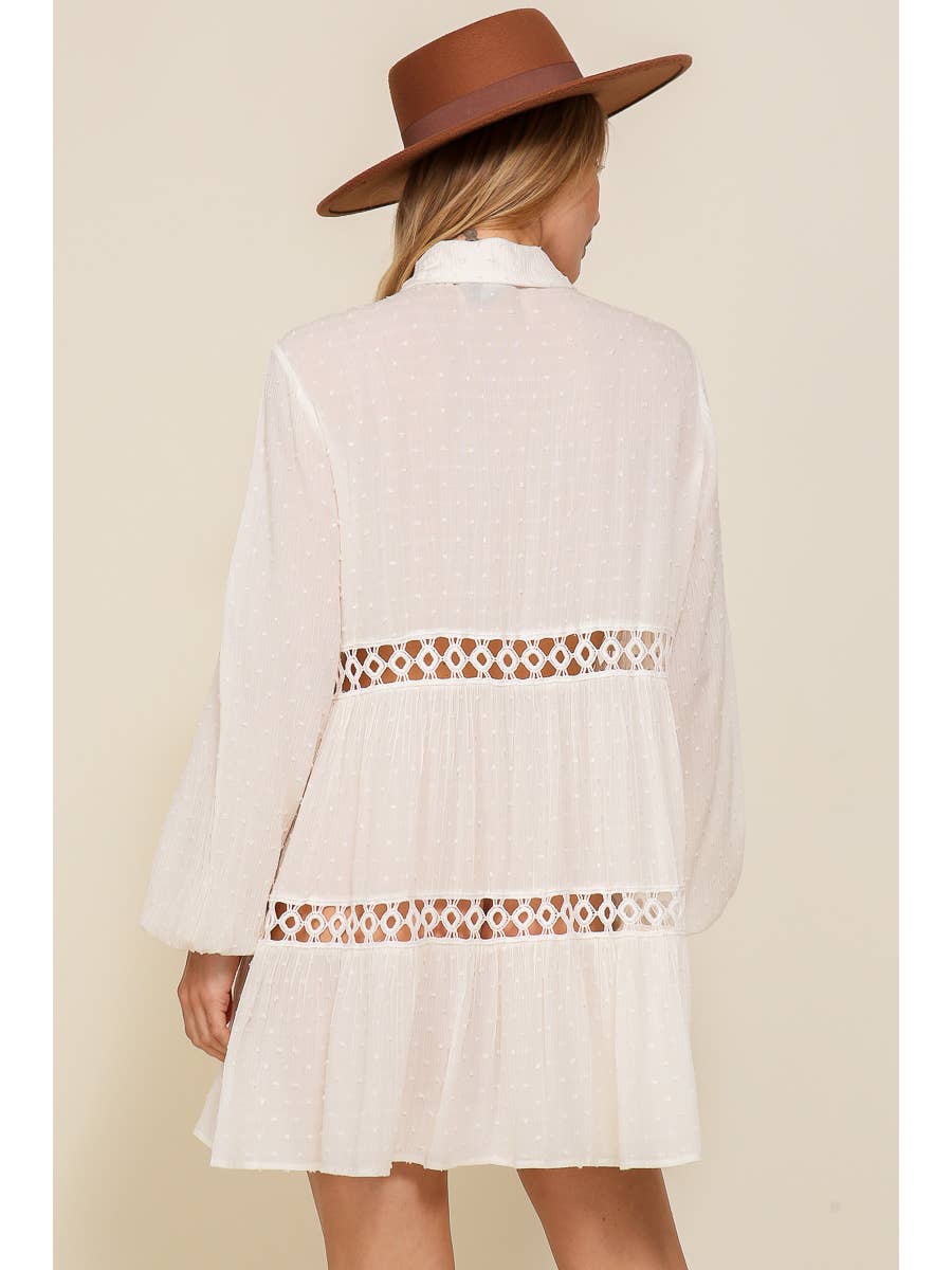 O-Ring Crochet Detail Tunic Dress