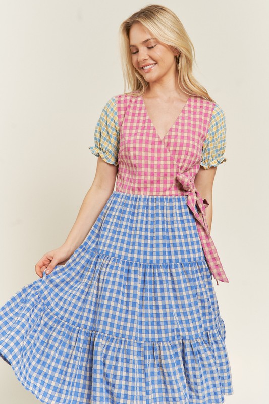 Jade by Jane COLORBLOCK GINGHAM DRESS Plus Size