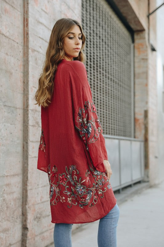 Long Floral Kimono Cardigan - Boho Soho