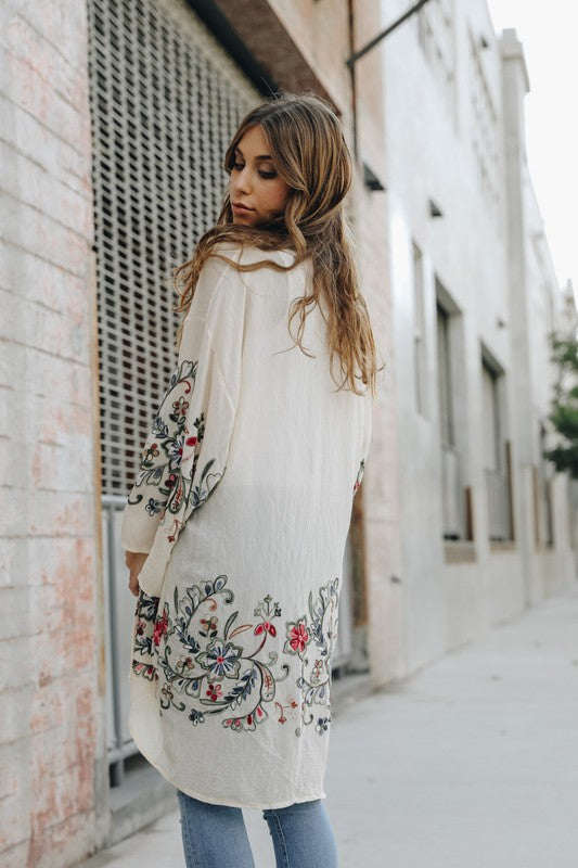 Long Floral Kimono Cardigan - Boho Soho