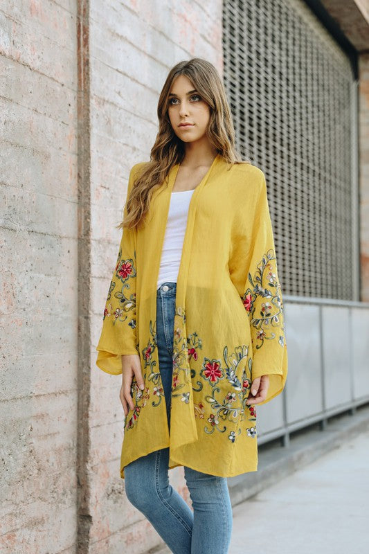 Long Floral Kimono Cardigan - Boho Soho