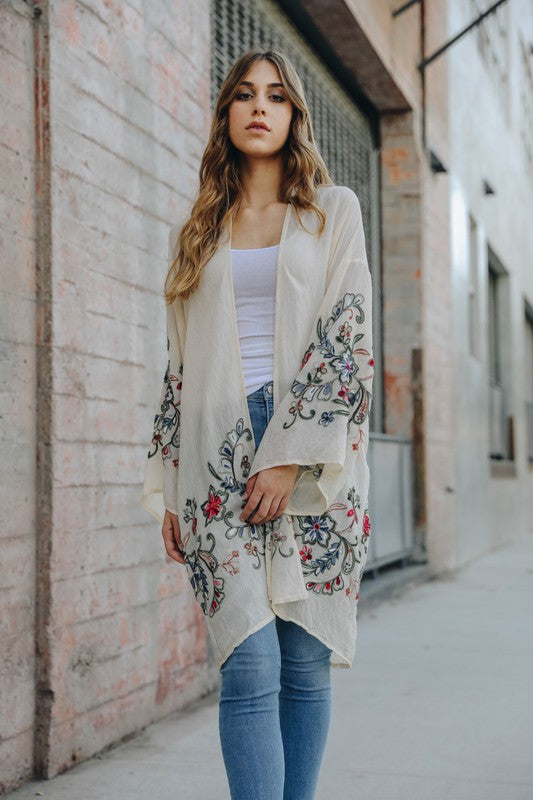 Long Floral Kimono Cardigan - Boho Soho