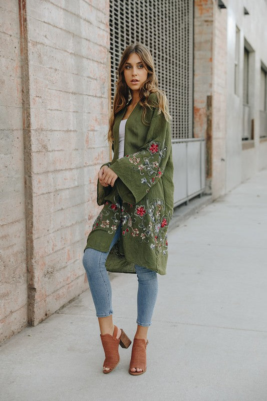 Long Floral Kimono Cardigan - Boho Soho