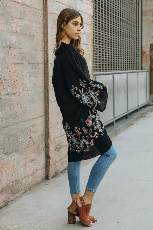 Long Floral Kimono Cardigan - Boho Soho